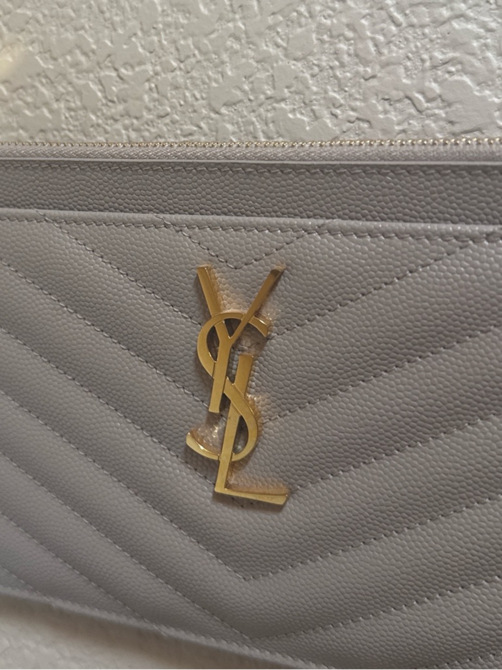 Saint Laurent Quilted Chain Wristlet in Beige with Gold Hardware - Picture 3 of 4